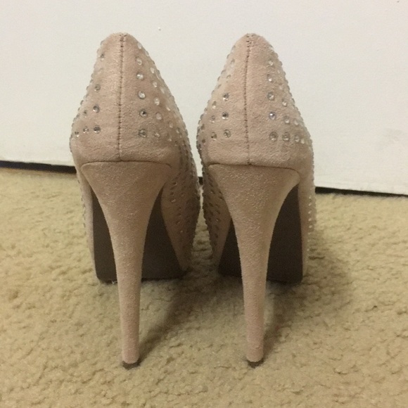 Nude high heels with diamond studs - Picture 3 of 5